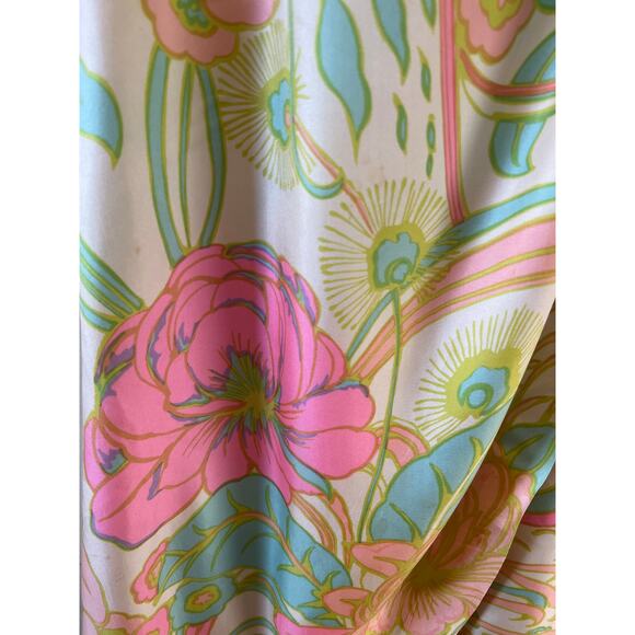 Vintage 60s silk Hawaiian mod print maxi dress - Picture 11 of 13